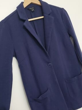 Rachel Roy XS Blazer Cotton Navy Button Collar Sweater Office Business Causal